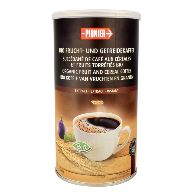 Bio oploskoffie van vruchten en granen pot 125g