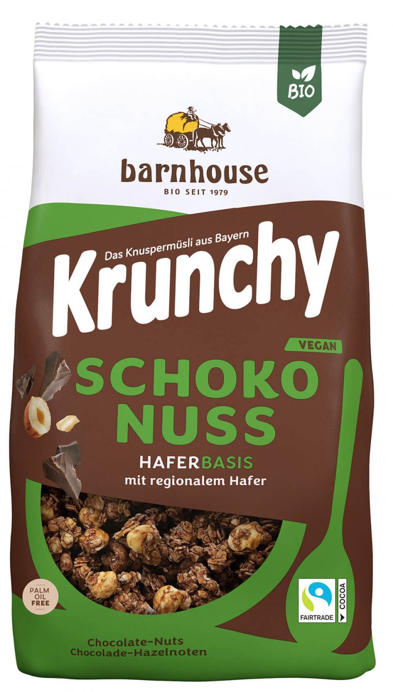 Krunchy choco puur met hazelnoten bio 375g 