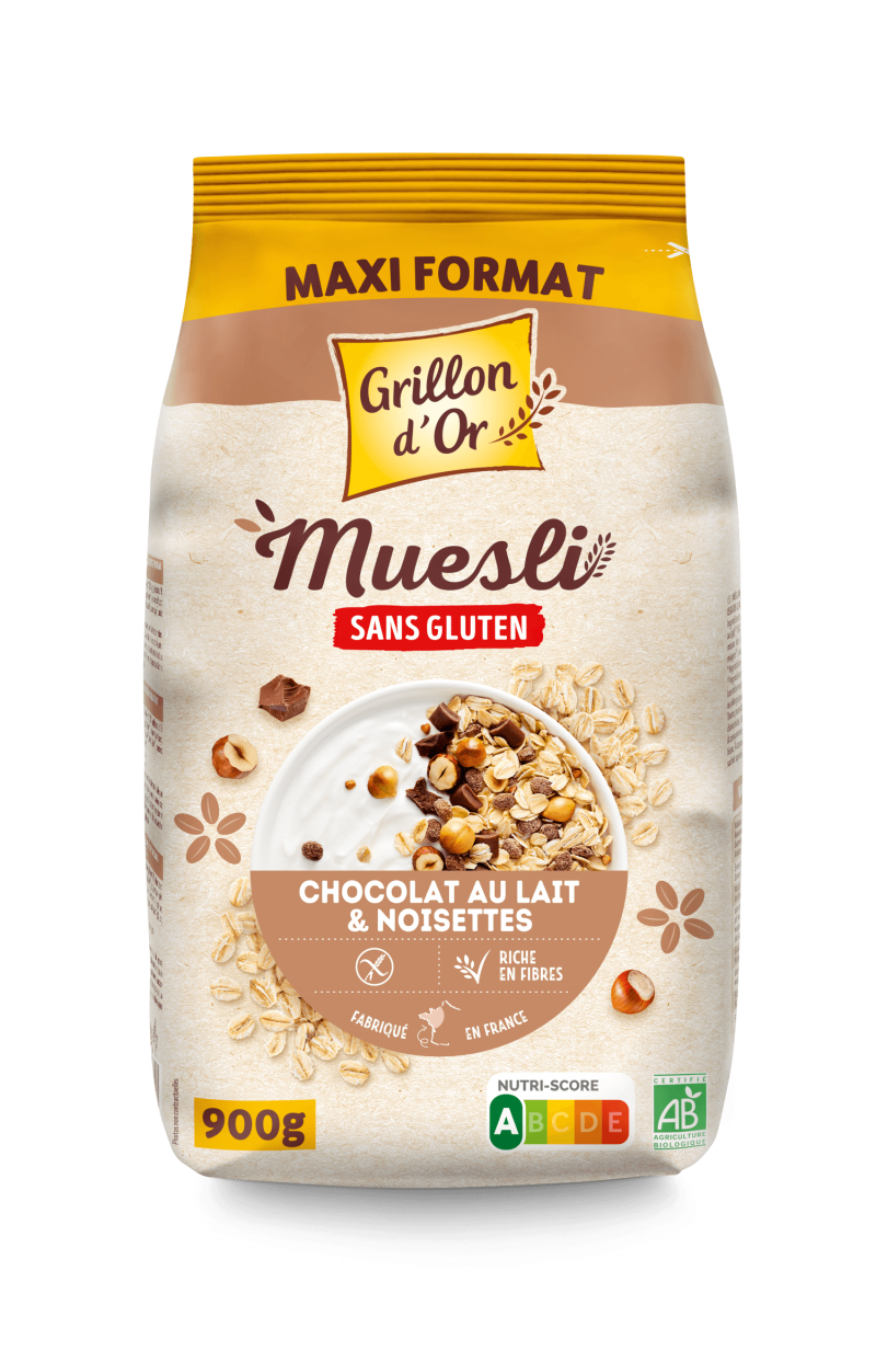 Muesli met melkchocolade en hazelnoten glutenvrij bio 900g 