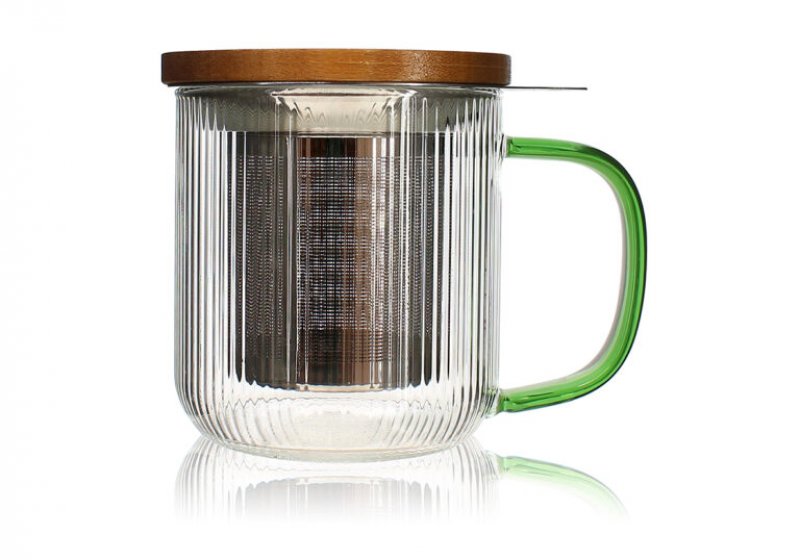 OGO  Theeglas met zeef en deksel  Groen