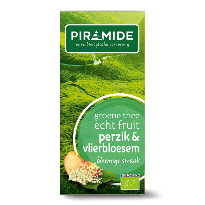 Groene thee echt fruit perzik en vlierbloesem