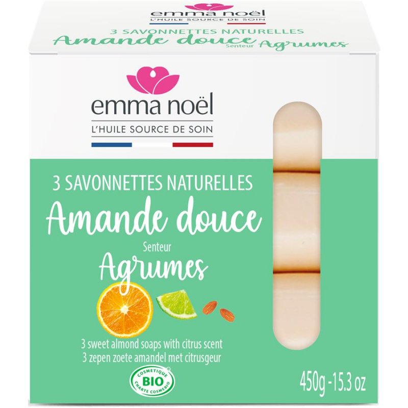 Zeep milde amandel 3x150g bio